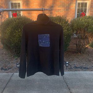 Quilted Patchwork Sweater Black and Blue - Handmade, Upcycled, and One of a Kind